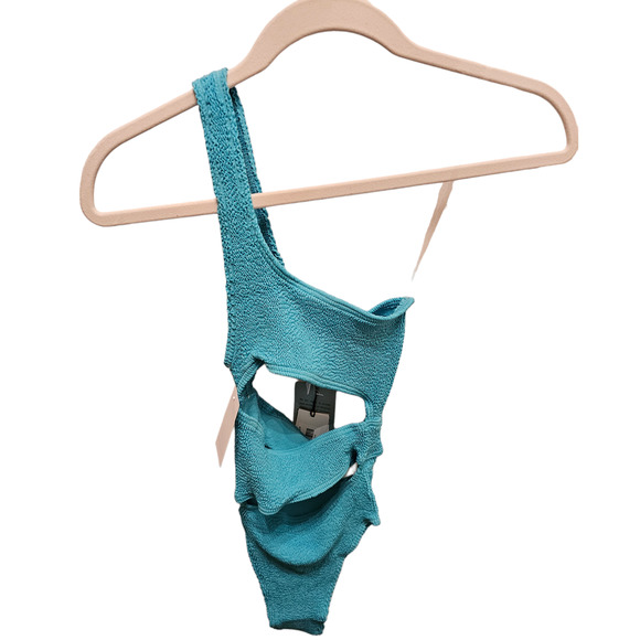 bond-eye Rico Cutout One-Shoulder OnePiece Teal Blue Green Swimsuit, Sz OS (2-8) - Picture 3 of 7